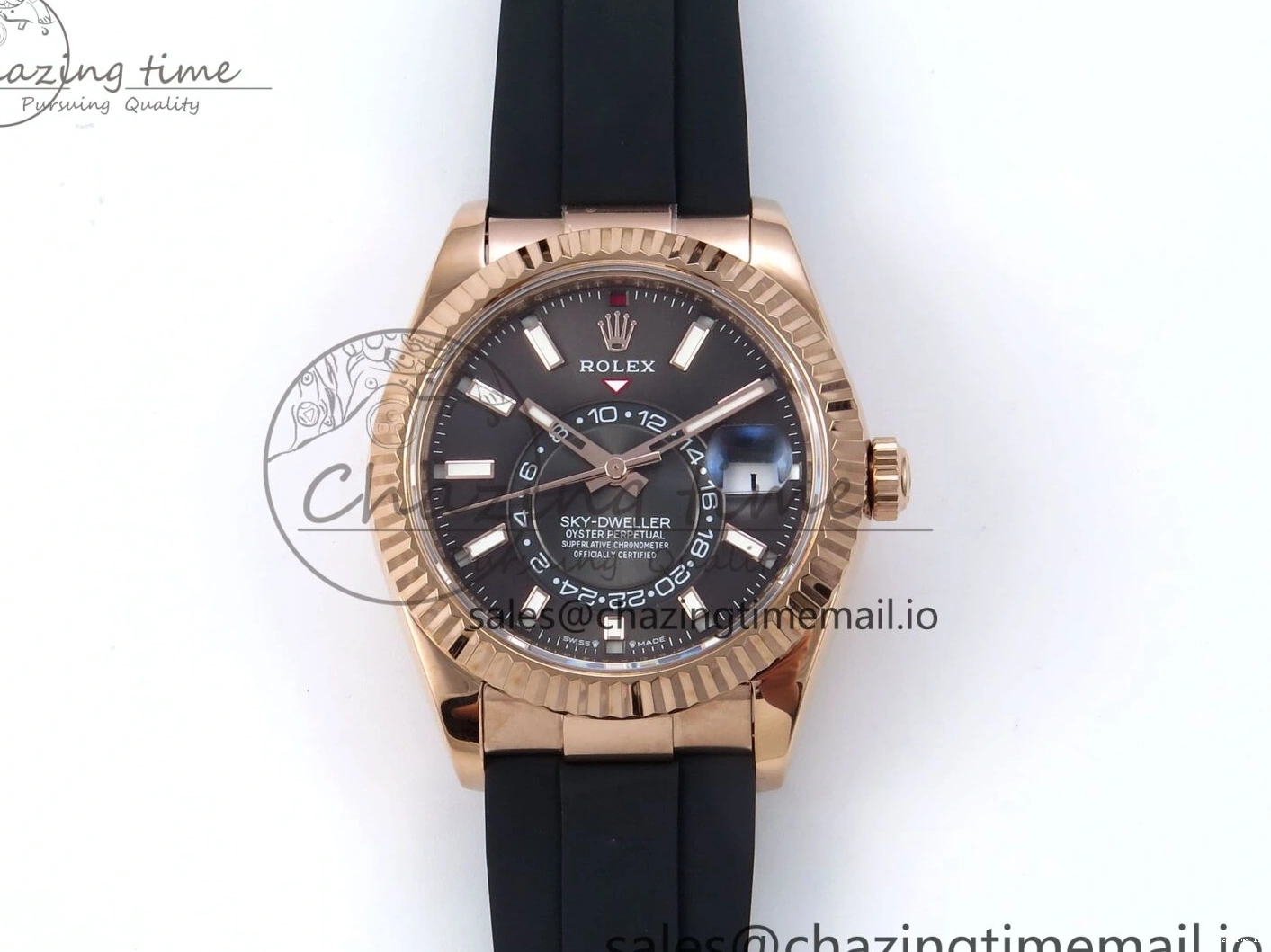 0104 Sky-Dweller 336235 RG ZF 1:1 Best Edition Gray Dial on Oysterflex Strap A23J (Gain Weight) SportInspired 908